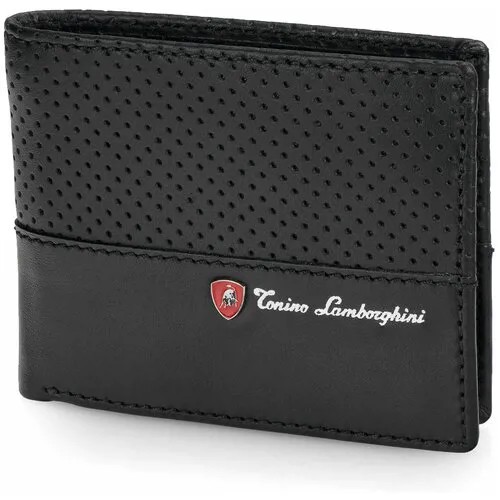 Портмоне Tonino Lamborghini Driving Black, 11х9 см, кожа.