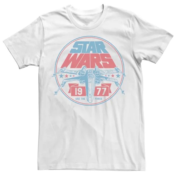 Мужская винтажная футболка с графическим значком «Звездные войны» и патриотическим значком X-Wing Star Wars, белый