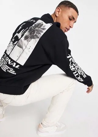 Черный oversized-свитшот с фотографическими принтами ASOS DESIGN-Черный цвет