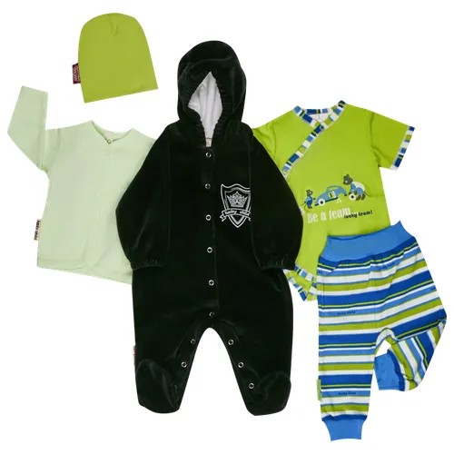 Комплект одежды  lucky child детский, боди и кофта и шапка и комбинезон и брюки, повседневный стиль, подарочная упаковка, размер 20 (62-68), зеленый