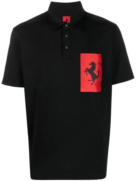 Ferrari рубашка поло с нашивкой Prancing Horse, черный