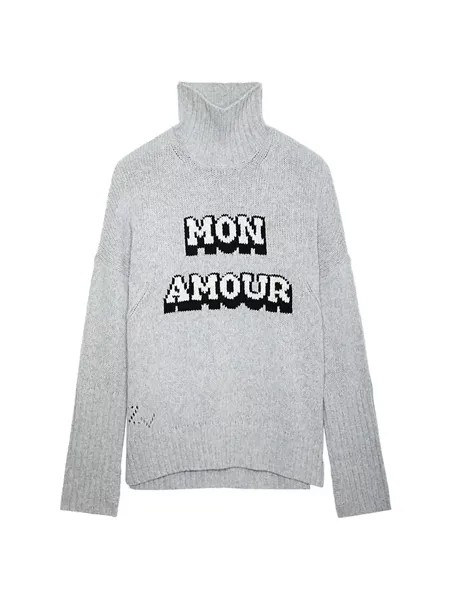 Шерстяной свитер с воротником Alma Mon Amour Zadig & Voltaire, цвет gris chine