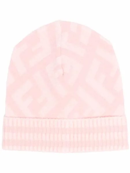 Fendi Kids шапка бини вязки интарсия с логотипом FF