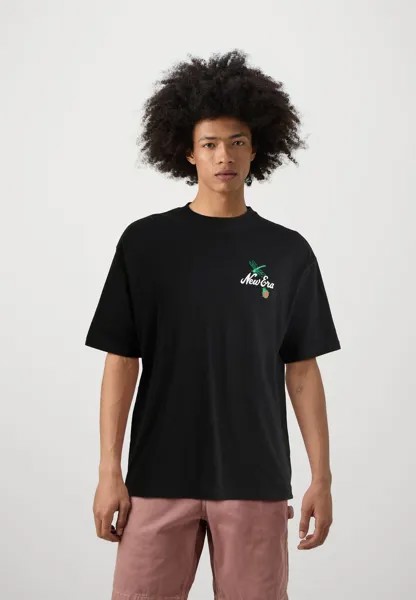 Футболка с принтом Floral Graphic Tee New Era, чёрная/белая