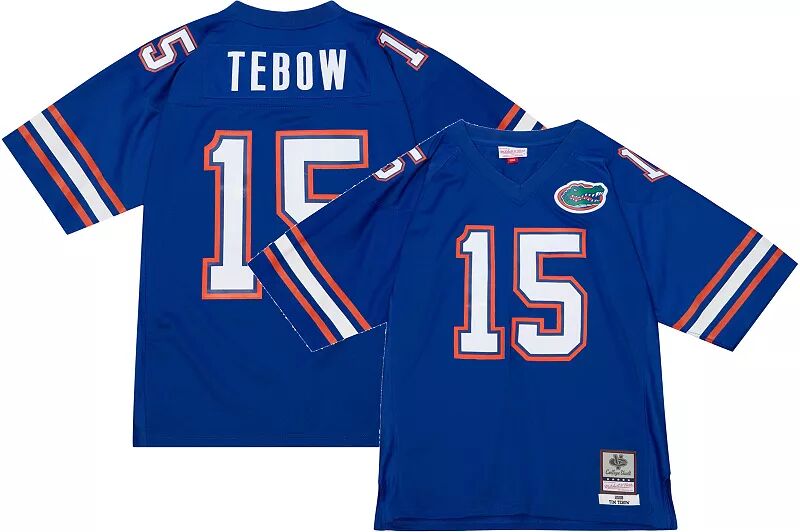 Мужская футбольная майка Mitchell & Ness Florida Gators № 15, синяя, Big and Tall Tim Tebow, реплика ретро-футбола