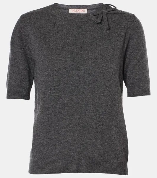 Футболка из натуральной шерсти Valentino, цвет grigio scuro melange
