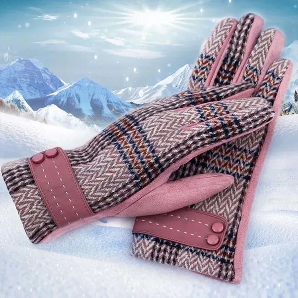 Зимние дамские перчатки плюс бархат утолщение японская и корейская версия сенсорного экрана Милые студенты верхом Холодные и теплые