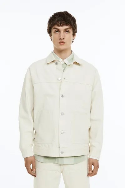 Джинсовая куртка свободного кроя H&M, сливочный