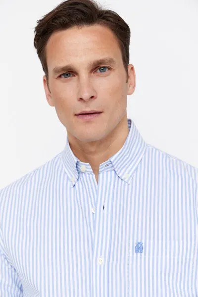 Полосатая оксфордская рубашка Cortefiel, синий