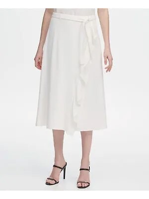 CALVIN KLEIN Женская белая юбка-миди с поясом для работы с искусственным запахом 14