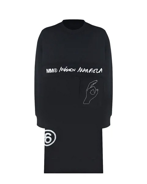 Черное платье-свитшот MM6 Maison Margiela детское