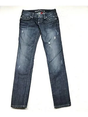 GUESS JEANS Женские черные эластичные джинсы прямого кроя с застежкой-молнией и карманами на талии 27