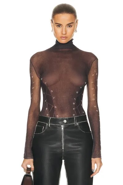 Топ Acne Studios Lace Up Turtleneck, цвет Dark Brown & Beige