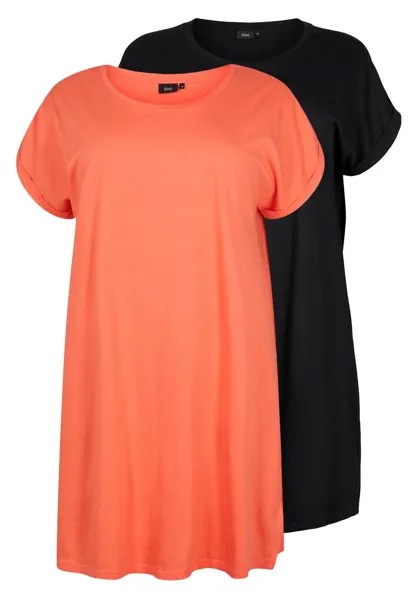 Повседневное платье 2-PACK WITH SHORT SLEEVES Zizzi, коралл