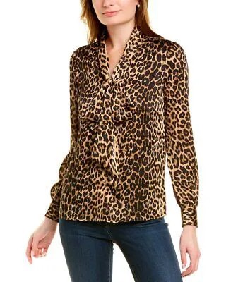 Женская блузка с завязкой-бабочкой Brooks Brothers, коричневая 14