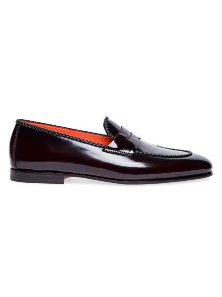 Кожаные пенни-лоферы Santoni, бордовый