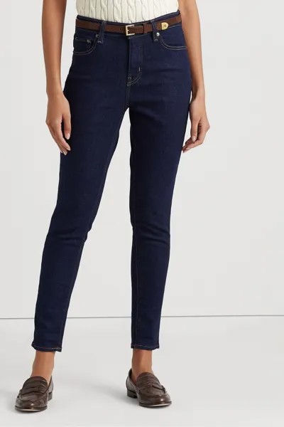 Синие джинсы скинни длиной до щиколотки с завышенной талией Lauren Ralph Lauren, синий