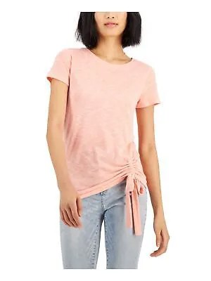 INC Женская розовая футболка с круглым вырезом и рюшами и короткими рукавами Petites PM