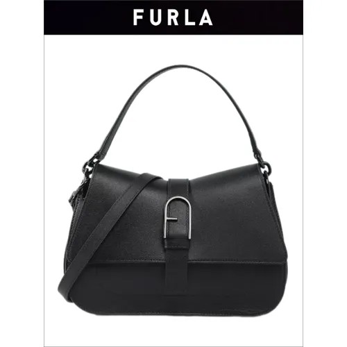 Сумка кросс-боди FURLA, фактура гладкая, черный