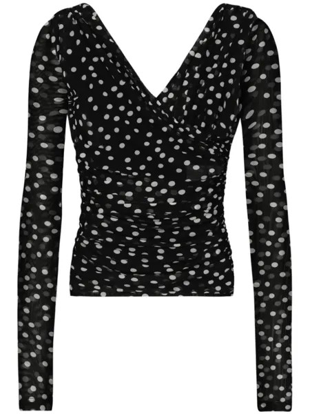 Dolce & Gabbana топ из тюля в горох, черный