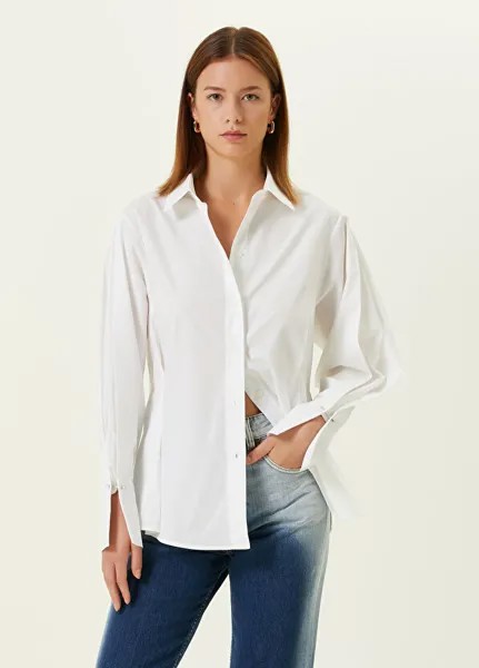Белая классическая плиссированная рубашка с воротником Victoria Beckham