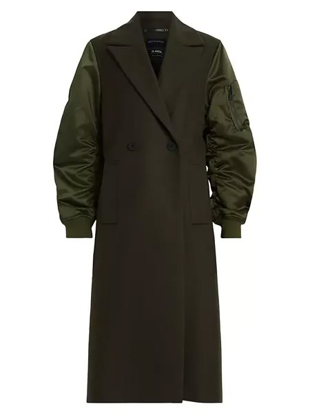 Пальто Paulah смешанного цвета Allsaints, цвет khaki green