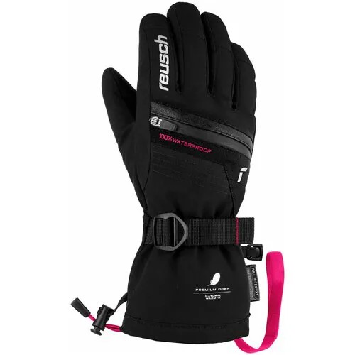 Перчатки Reusch, размер 6.5, черный, розовый