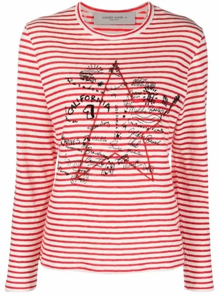 Golden Goose полосатая футболка с длинными рукавами, нейтральный цвет