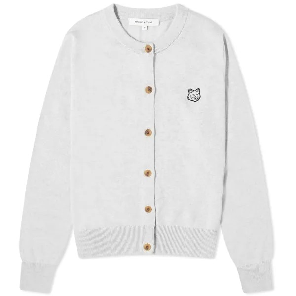 Кардиган Maison Kitsune Fox Head Patch Regular, цвет Light Grey Melange