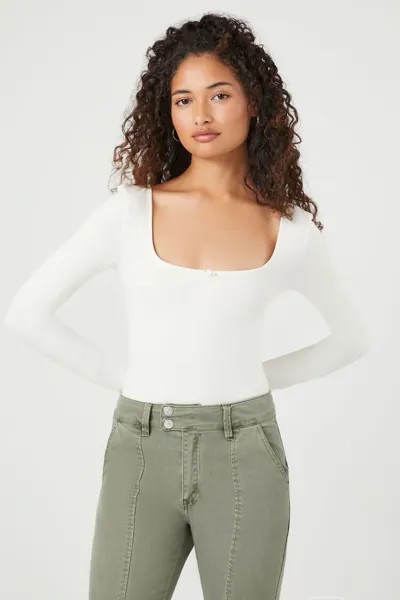 Боди Rosette Scoop Forever 21, кремовый