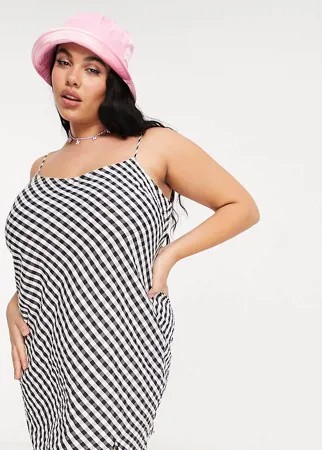 Платье-комбинация мини в клетку ASOS DESIGN Curve-Многоцветный