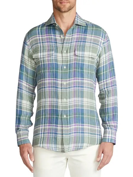 Рубашка с клапаном на пуговицах спереди Serengeti Ralph Lauren Purple Label, разноцветный