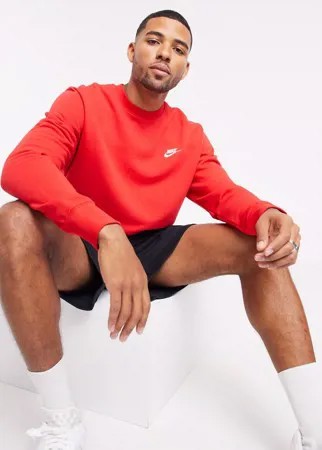 Красный свитшот с круглым вырезом Nike Club