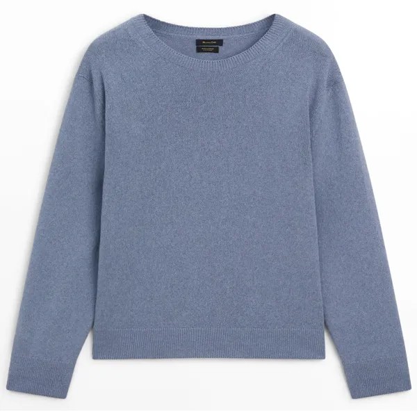 Джемпер Massimo Dutti Cotton Crew Neck, серовато-синий