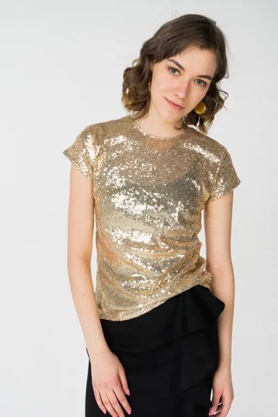 Блуза женская T-Skirt 16AW-04-0275-FS золотистая 44 RU