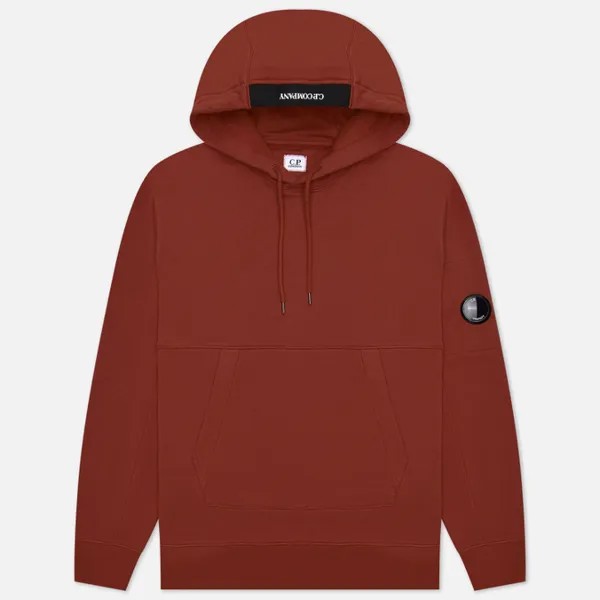 Мужская толстовка C.P. Company Logo Hoodie Diagonal Raised Fleece бордовый, Размер M