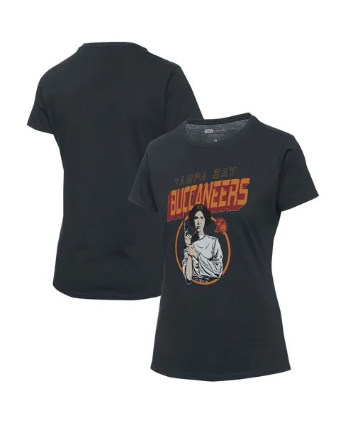 Женская черная футболка Tampa Bay Buccaneers Disney Star Wars Princess Leia Junk Food, черный