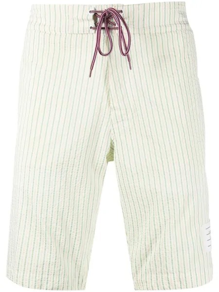 Thom Browne плавки-шорты в полоску, зеленый