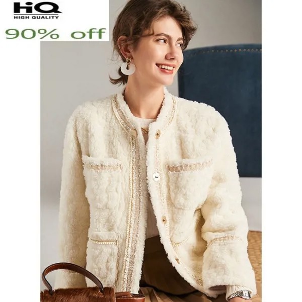 Шерстяные куртки для женщин на осень и зиму 2022, пальто из овчины, женские короткие легкие меховые пальто, элегантное женское пальто Gxy182