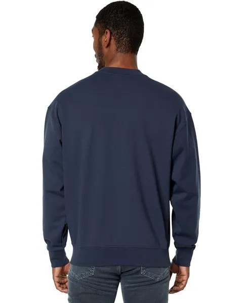 Толстовка Lacoste Long Sleeve Loose Fit Double Face Front Graphic Crew Neck Sweatshirt, цвет Blue Night