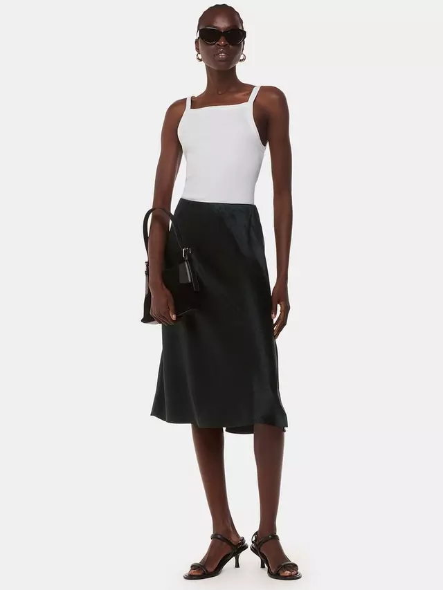 Юбка Whistles Satin Knee Length, черный