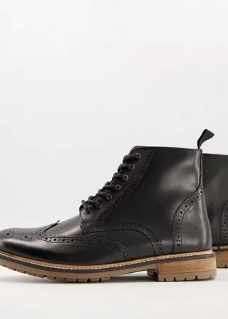 Черные кожаные броги на шнуровке Silver Street-Черный цвет