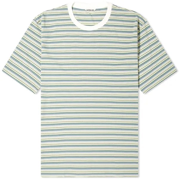 Футболка Auralee Hard Twist T-Shirt, цвет Light Green Border