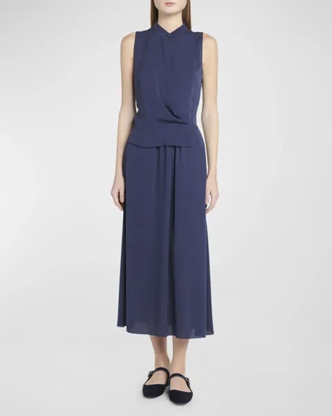 Драпированное шелковое платье Giorgio Armani, цвет Navy
