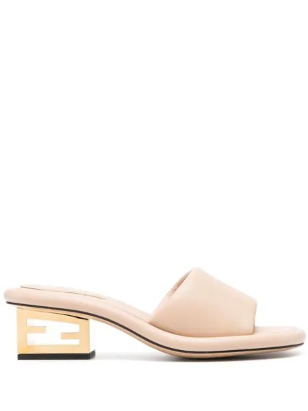 Мюли с логотипом FENDI, бежевый