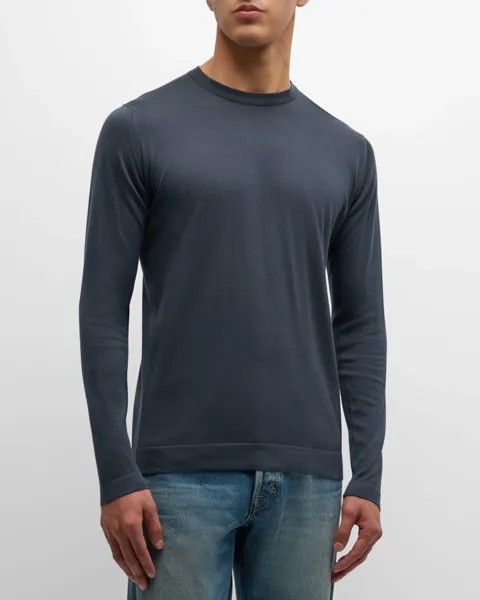 Мужской хлопковый свитер с круглым вырезом Weatherby Sea Island John Smedley, цвет Granite