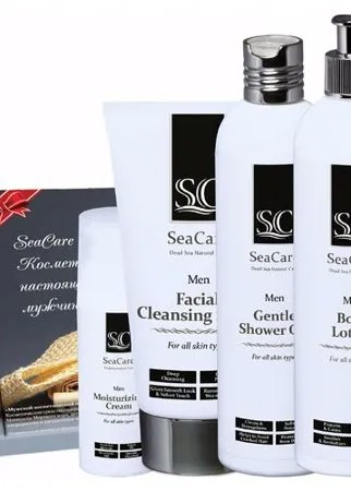 SeaCare Мужской набор №11 Скраб для лица, Увлаж.крем, Нежный гель для душа, Лосьон