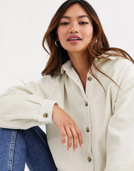 Белая вельветовая oversize-рубашка ASOS DESIGN-Желтый