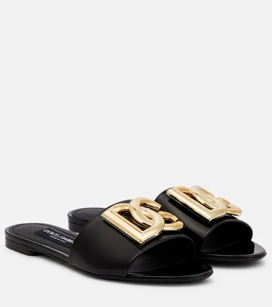 Кожаные шлепанцы DG Dolce&Gabbana, черный