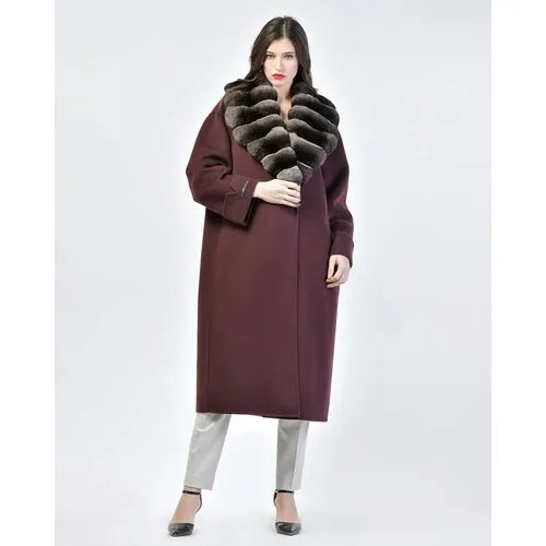 Пальто-реглан  Manzoni 24 зимнее, шерсть, силуэт свободный, средней длины, размер 42, фиолетовый